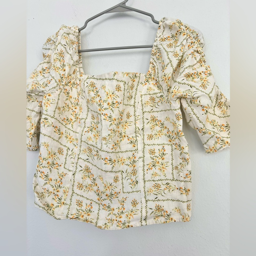 Joie NWT 100% linen floral print blouse Sz Medium - Picture 2 of 8